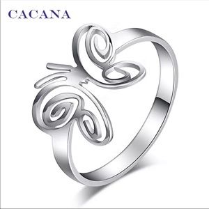 NWT Stainless Steel Rings Butterfly